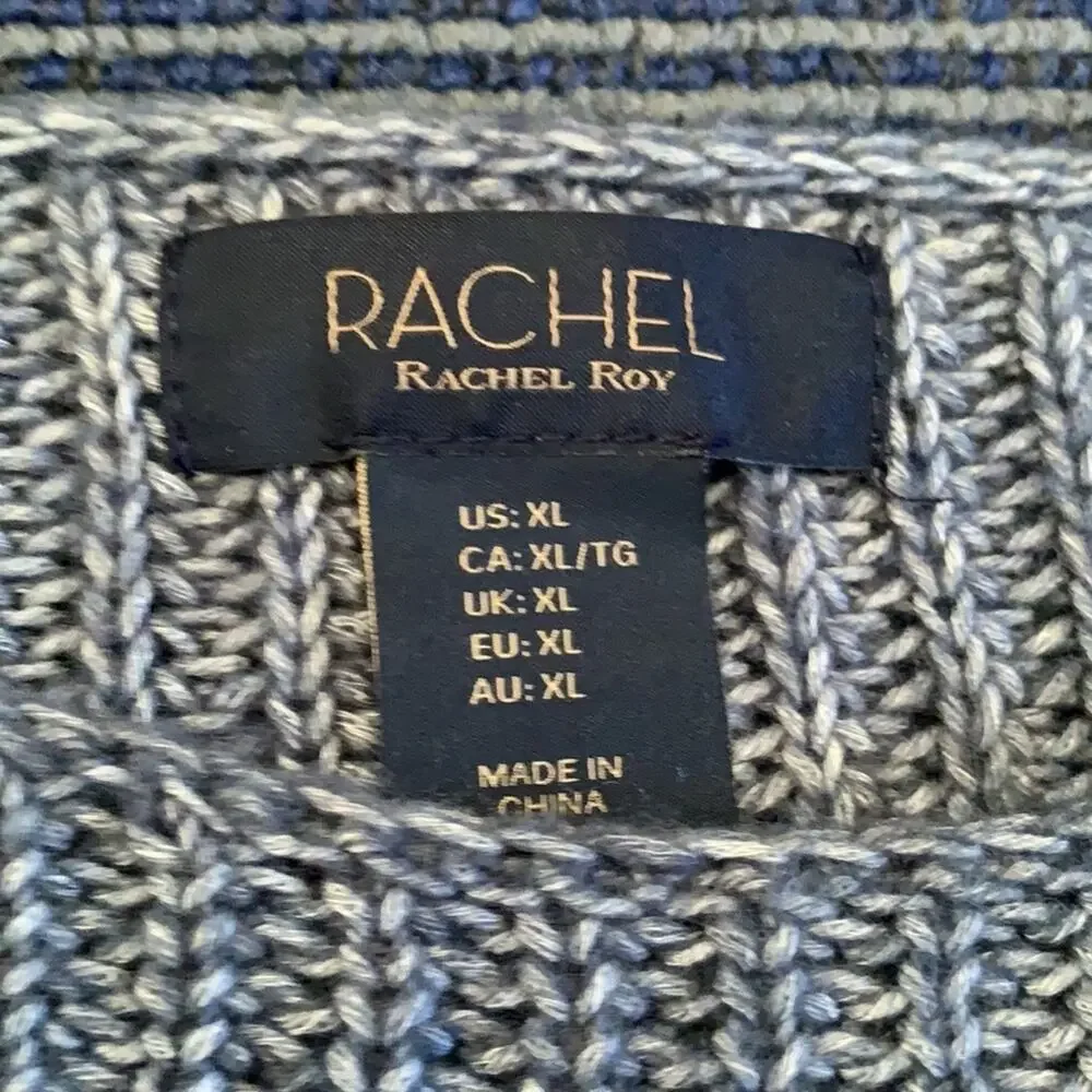 RACHEL Rachel Roy Sweater Cable Knit Sweater in Blue Size XL (Women's)
